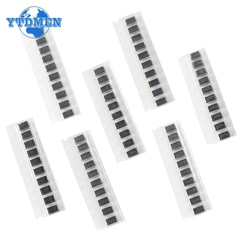 140pcs SMD Rectifier Schottky Diodes Kit 1N4007 M7 1N4001 M1 1N4004 M4 SS14 US1M RS1M SS34 7 Values*20pcs Electronic Diodes Kits