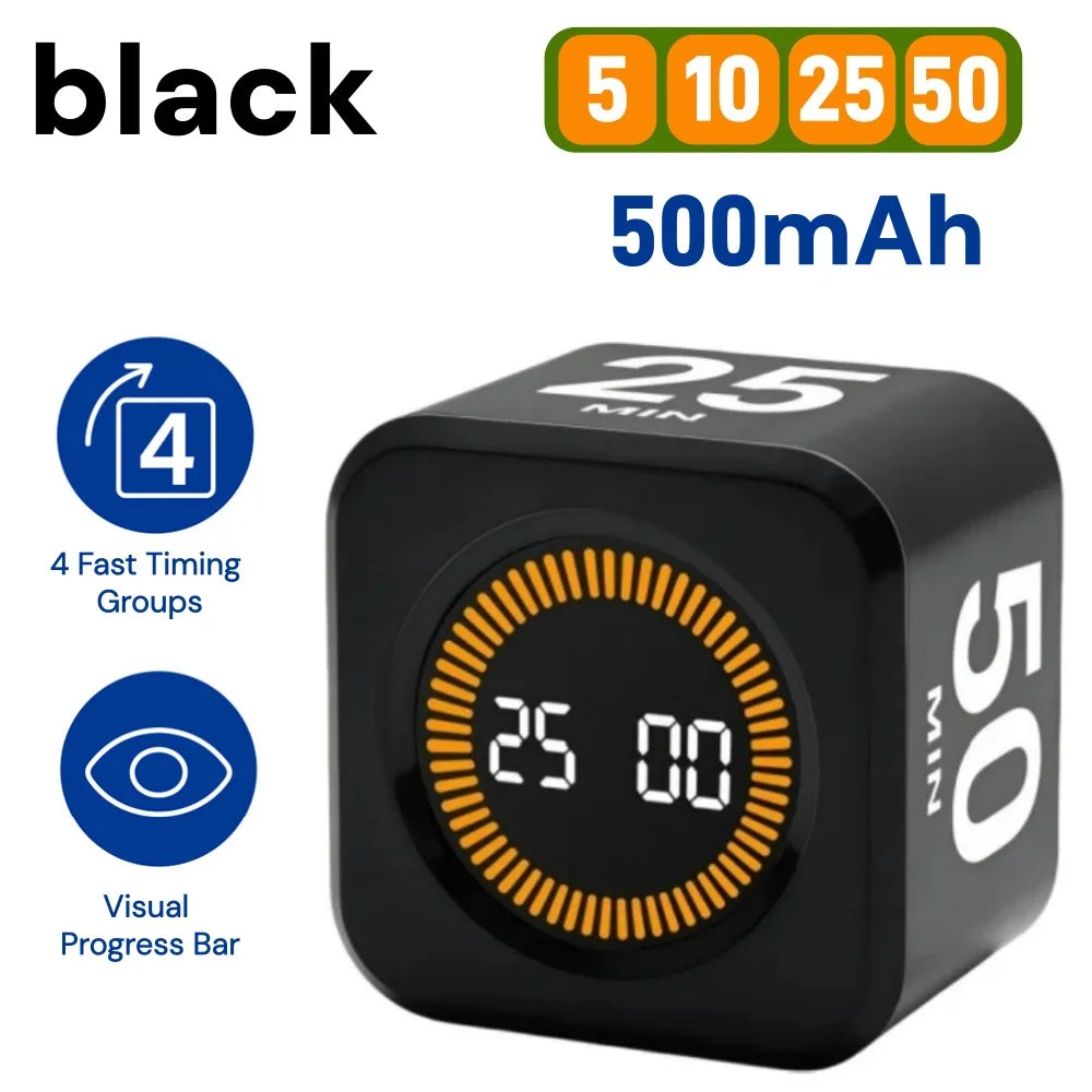 Rotating Pomodoro Timer Preset, Desk Productivity Flip Timer, ADHD Tool Cube Countdown Stopwatch for Study, School, Kitchen Work