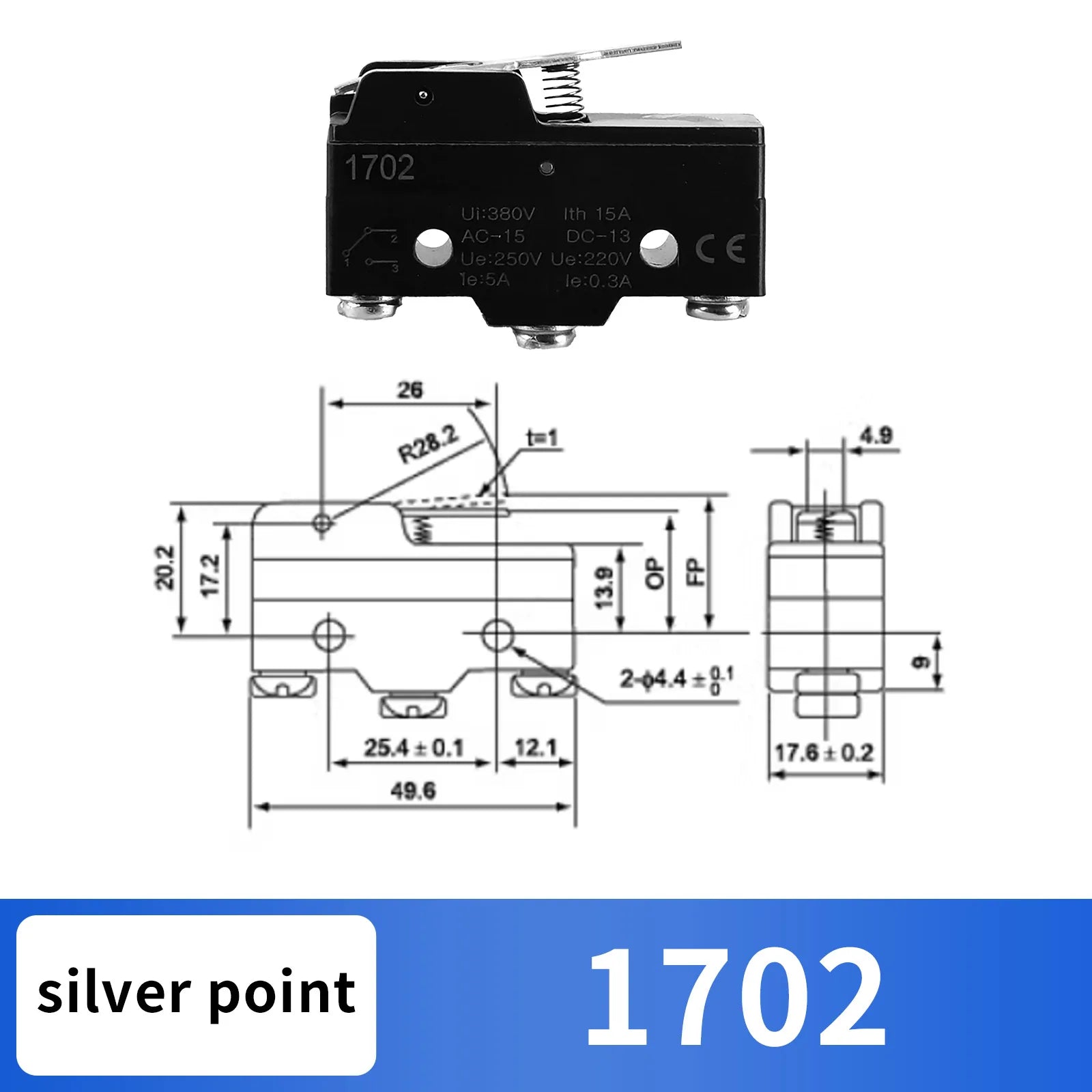 10Pcs 1NO + 1NC Hinge Roller Lever Micro Action Switches