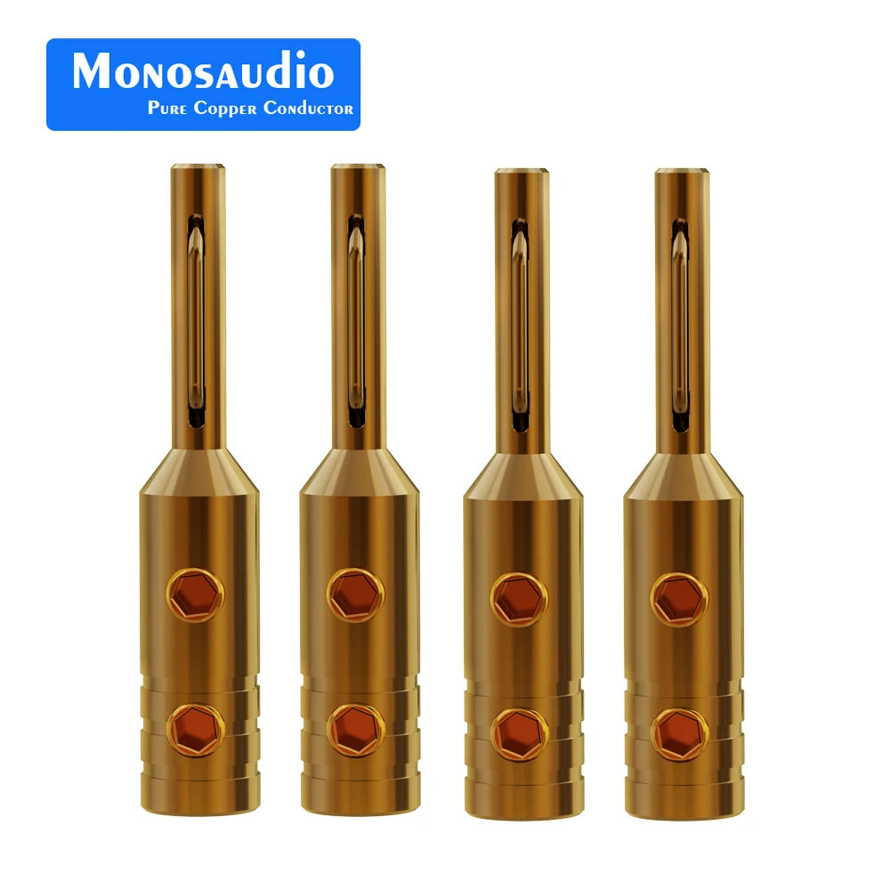 4Pcs Monosaudio Top Selling B80 Pure Copper/Gold/Rhodium Plated Banana Plug Hi-end Grade Adapter Connector Terminal Jack