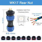 SP29 Square Waterproof Connector Soldering Electric IP68 WK29 Aviation Male Plug Square Back Nut Socket Threaded Cable Connector