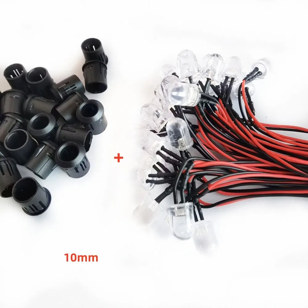 20PCS Transparent LED Diodes DC3V 5V 12V 24V 3MM 5MM 10MM For Red/Green/Blue/Yellow/UV/ Orange/Pink/Hot/White/RGB Pre-cable