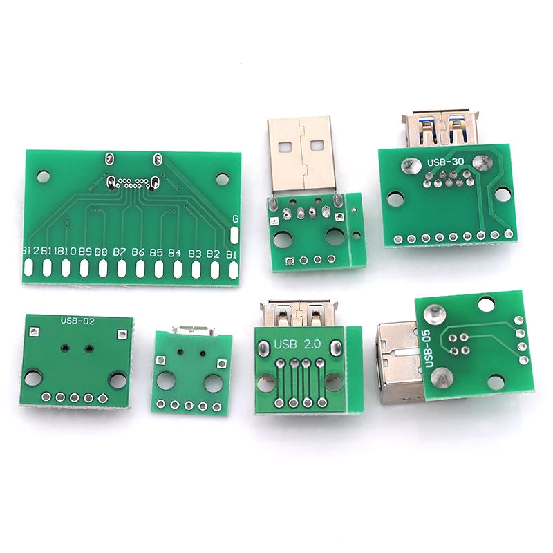 Micro Mini USB USB A Male USB 2.0 3.0 A Female USB B Connector Interface to 2.54mm DIP PCB Converter Adapter Breakout Board