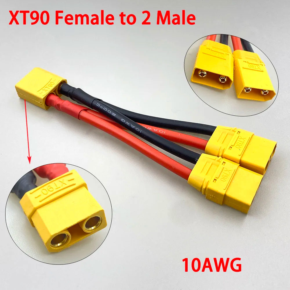 XT60 XT90 T Plug Parallel Battery Connector Male/Female Double Extension Cable Y-Divider/RC Battery Motor3-Way 10AWG 12AWG 14AWG