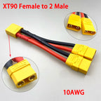 XT60 XT90 T Plug Parallel Battery Connector Male/Female Double Extension Cable Y-Divider/RC Battery Motor3-Way 10AWG 12AWG 14AWG