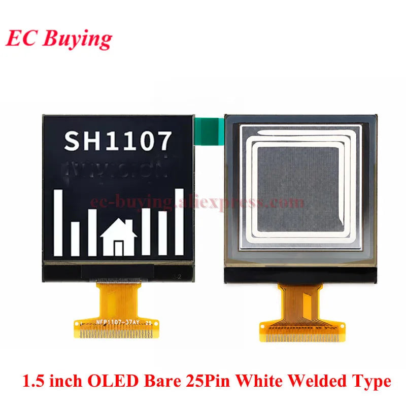 1.5 Inch OLED LCD White Display Module 1.5'' 128*128 Driver SH1107 COG I2C IIC SPI Serial Port 4PIN/7PIN Bare Screen 24PIN/25PIN