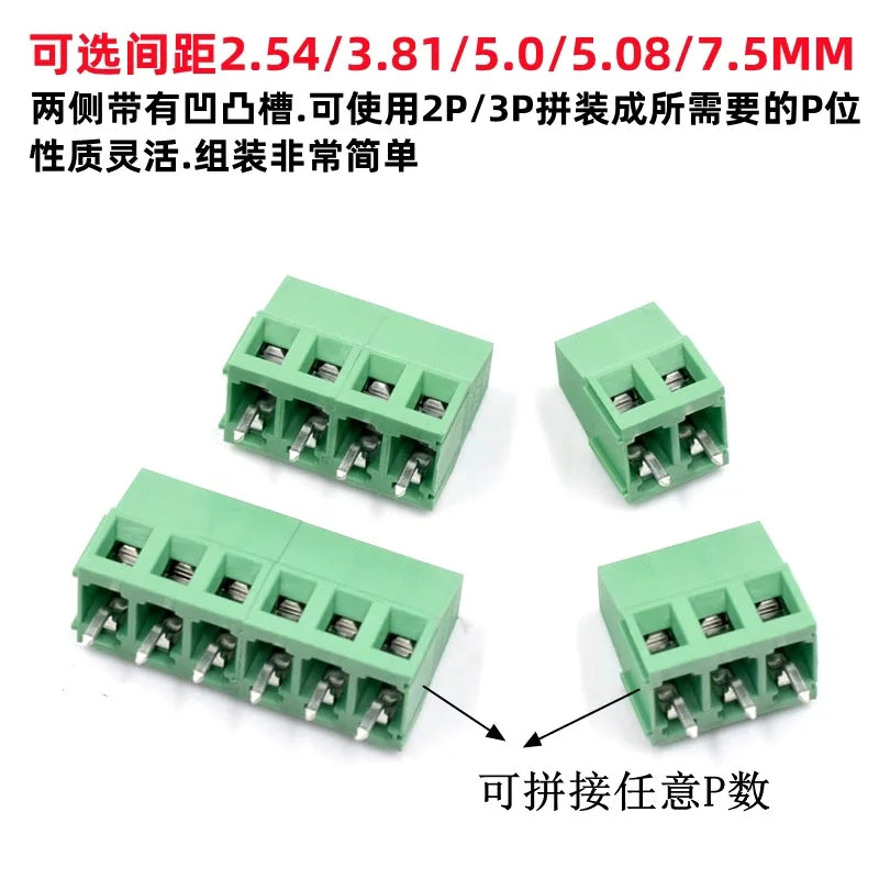 10Pcs Screw terminal type PCB KF128-2.54/3.5/3.81/5.0/5.08/7.5 mm  PCB Mini Screw Terminal Blocks for Wires2 p3p copper