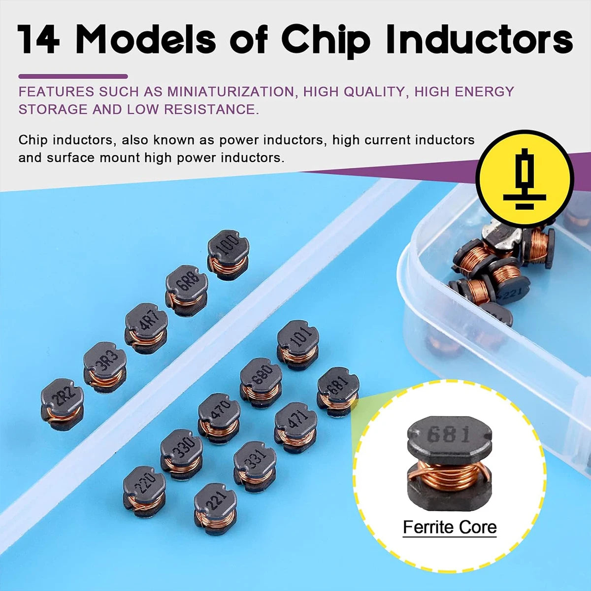 140 Pcs 14 Value 2.2UH - 680UH CD54 Wirewound SMD Power Inductor Combo Kit 2.2UH 3.3UH 4.7UH 6.8UH 10UH 22UH 333UH 47UH 68UH