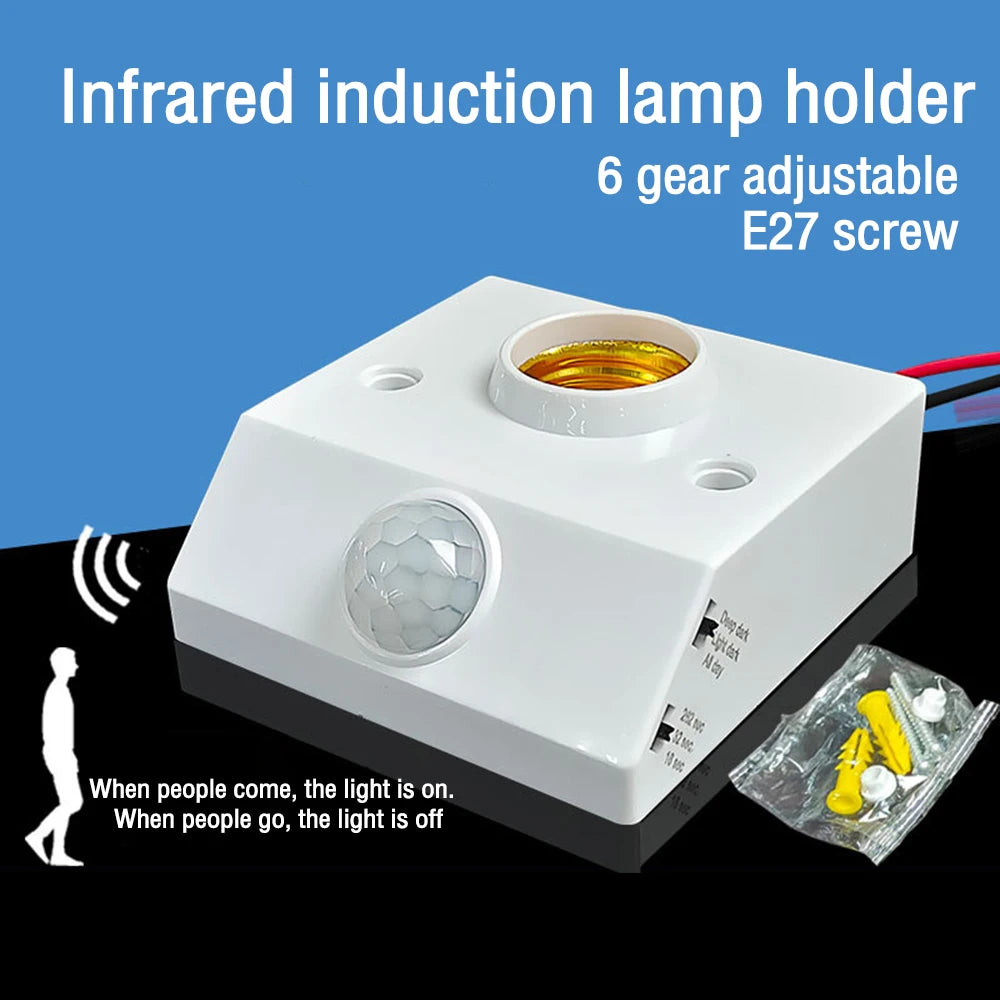 AC110-240V 86 human body infrared sensing lamp holder Infrared sensor E27 spiral LED bulb base motion sensor