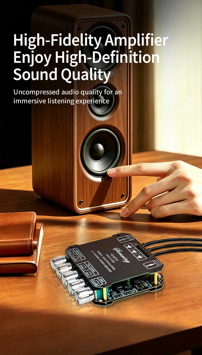 KEBIDU 2.1 Channel Digital Audio Amplifier 200W Bluetooth Audio Amplifier Board Module 12/24V Subwoofer Stereo HiFi Amp Speaker