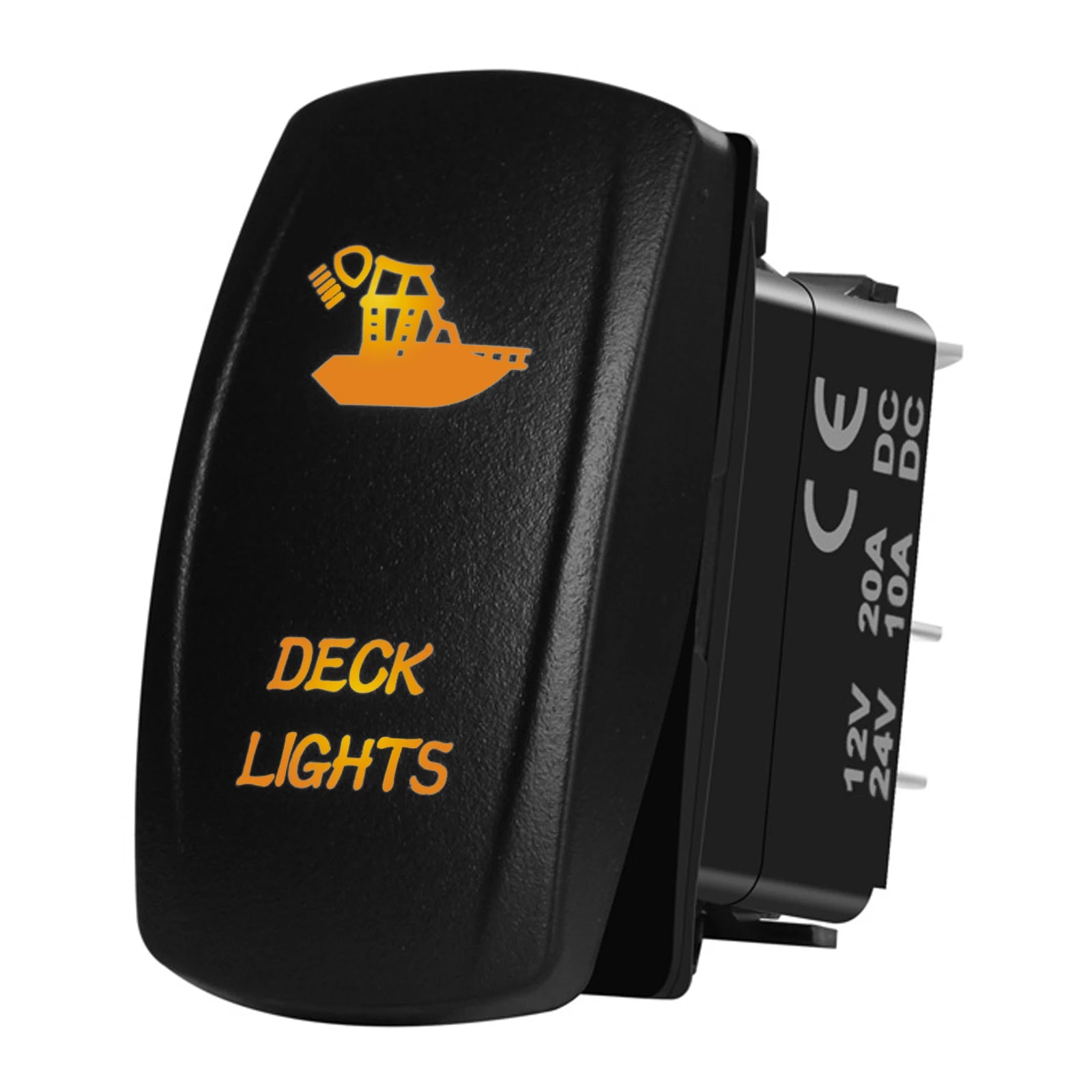 Marine Boat Rocker Switch 12/24V Orange Backlit Anchor Beacon Up Down Button ON OFF/ON OFF ON Momentary Toggle Switch Waterproof