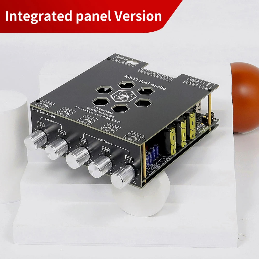 AS21 TPA3255 Bluetooth 5.2 2.1 Channel Power Audio Stereo Subwoofer Amplifier Board 300WX2+600W TREBLE Bass Note Tuning AMP