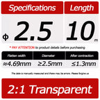 10 Meter/Lot Heat Shrink Tube 2:1 Clear Transparent Tubing Shrinkable Wrap 1mm - 60mm Cable Sleeve Wire
