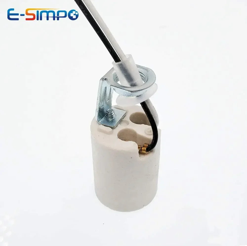 4pcs E17 Porcelain CFL Halogen Chandelier LED Lamp Bulb Base Light Socket Holder with Bracket Ceramic 10cm Silicone Wire