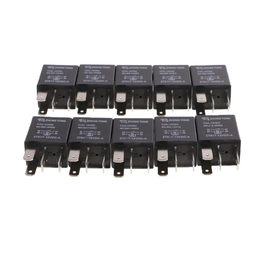DC 12V 30 AMP Car Automotive Boat Truck 4 Pins SPST Alarm Relay Pack of 10