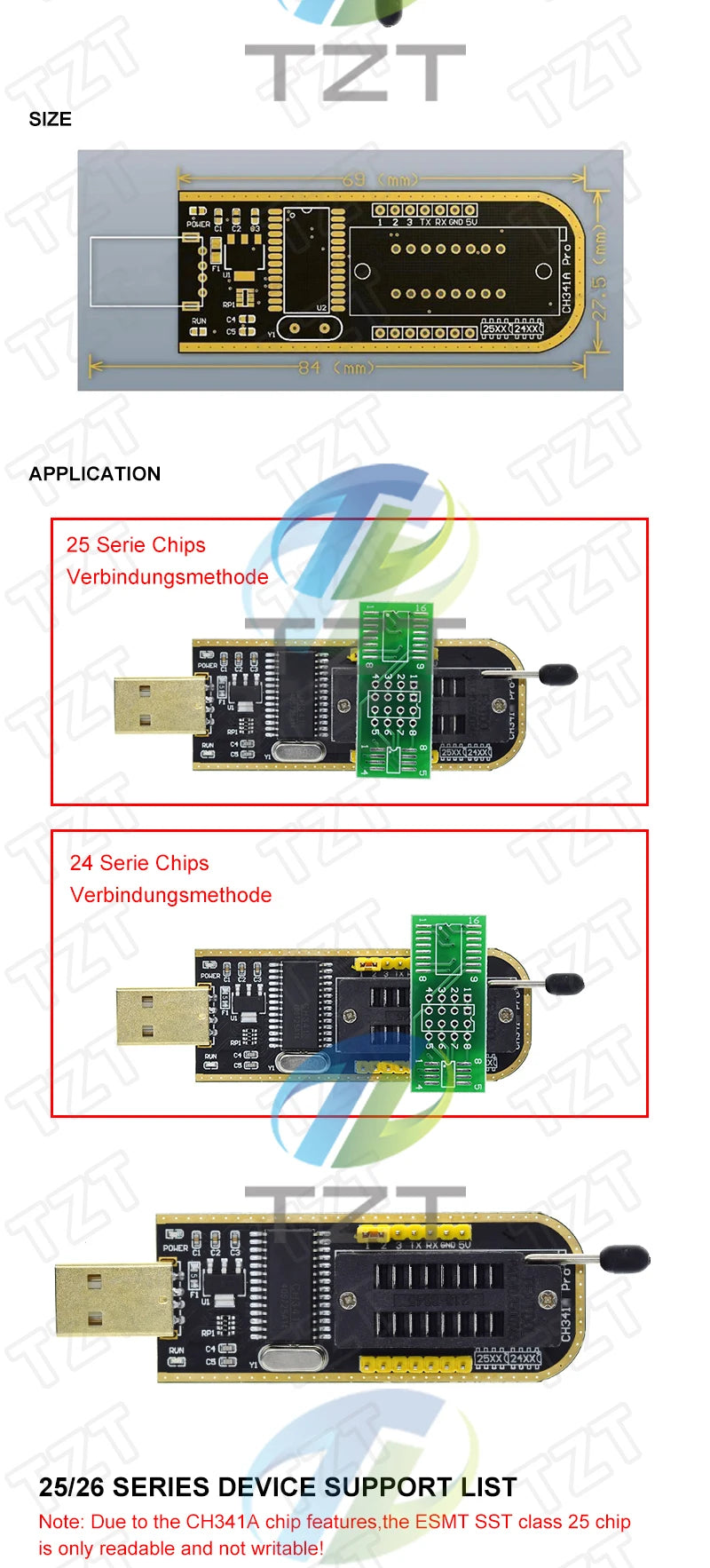 CH341B CH341 24 25 Series EEPROM Flash BIOS USB Programmer Module SOIC8 SOP8 Test Clip For EEPROM 93CXX / 25CXX / 24CXX DIY KIT