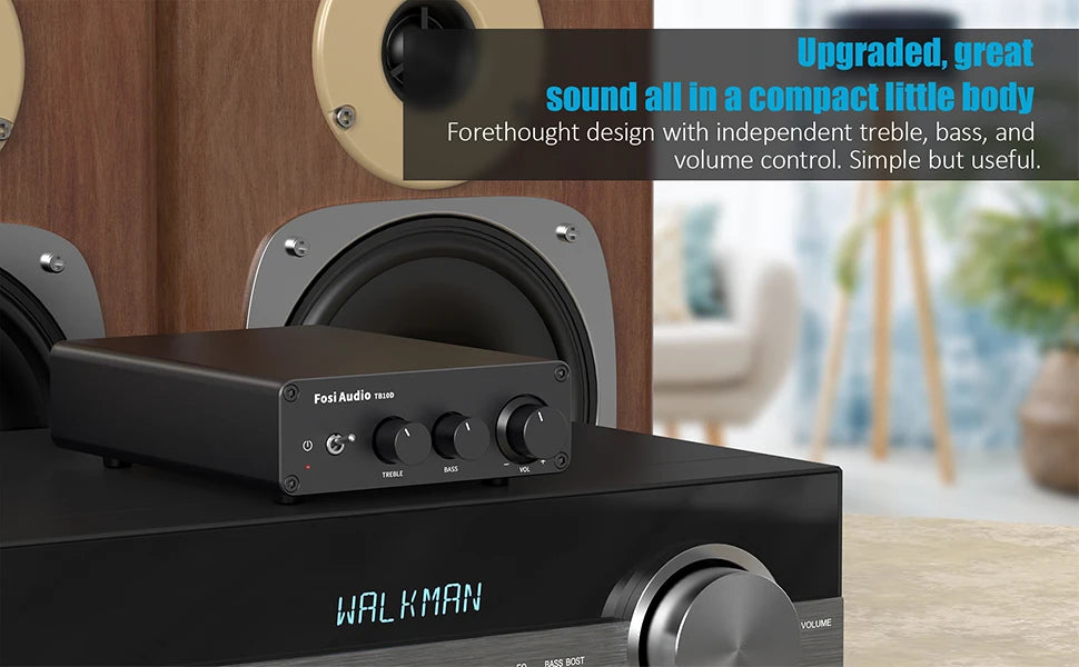 Fosi Audio Upgrade 600W Digtal HiFi Sound Power Amplifier TPA3255 Class D Stereo Amp With Treble & Bass For Home Theater Speaker