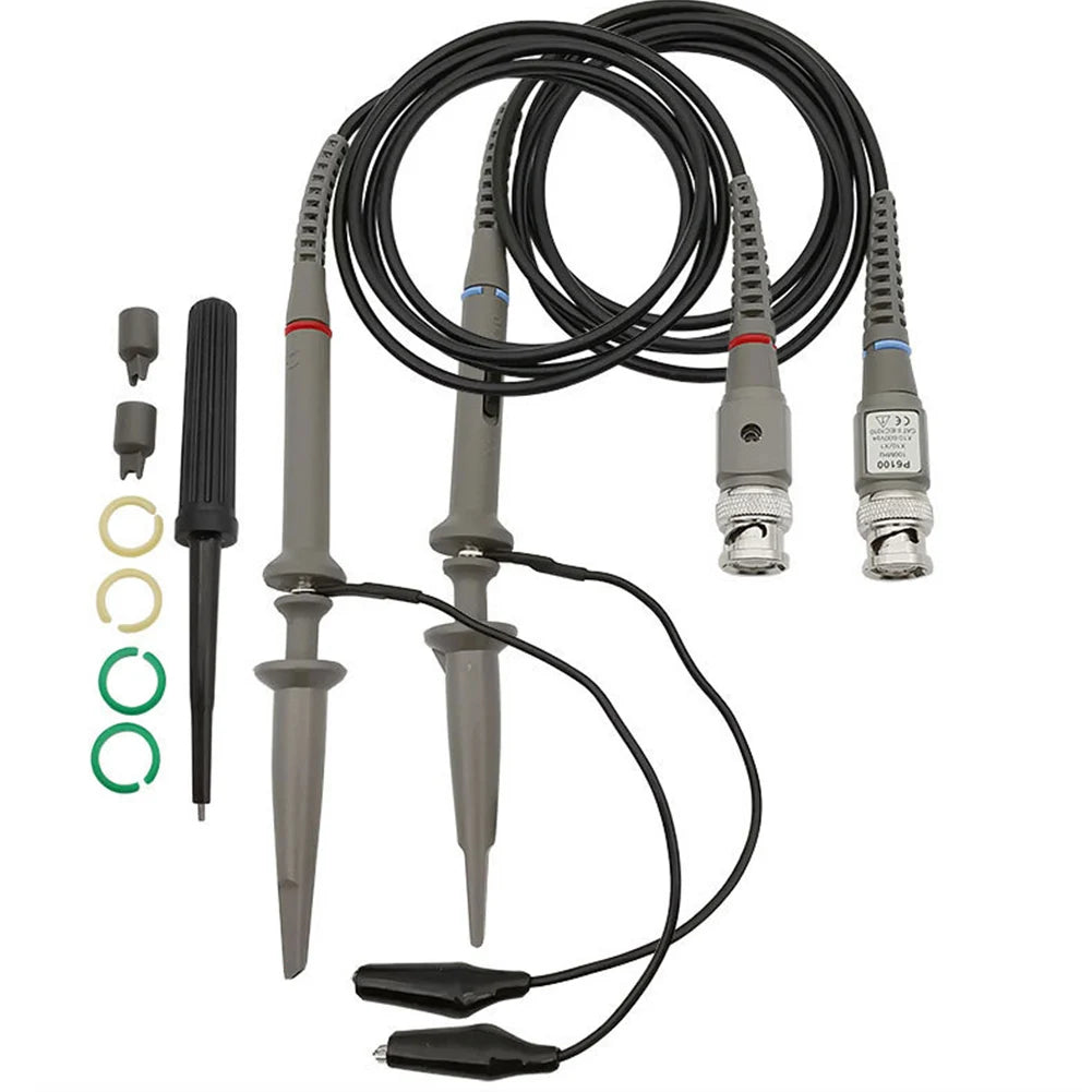2-10PCS P6100 BNC Oscilloscope Probe Kit High Precision Scope Analyzer Alligator Clip Probes Test Leads 100MHz Oscilloscope Part