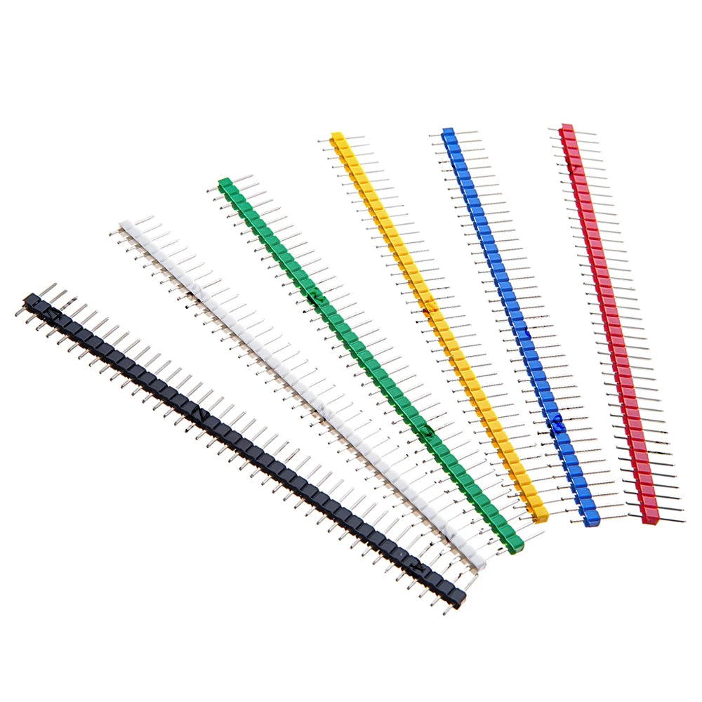 10PCS 1X40Pin 2.54mm Single Row Male Header Connector PCB Pin Strip Breakable Pin Header for Arduino Yellow Red White Black 2.54
