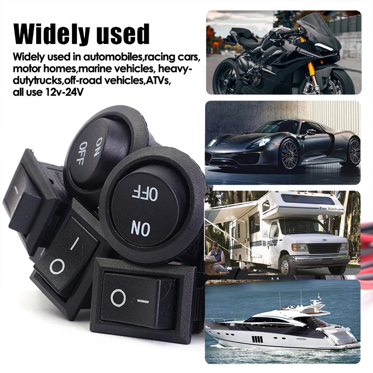 1/5/10/20pcs Motorcycle Mini Round Rocker Switch 12 Volt on/Off Toggle Switch 15cm Pre-Wired Auto Marine Electrical Switch