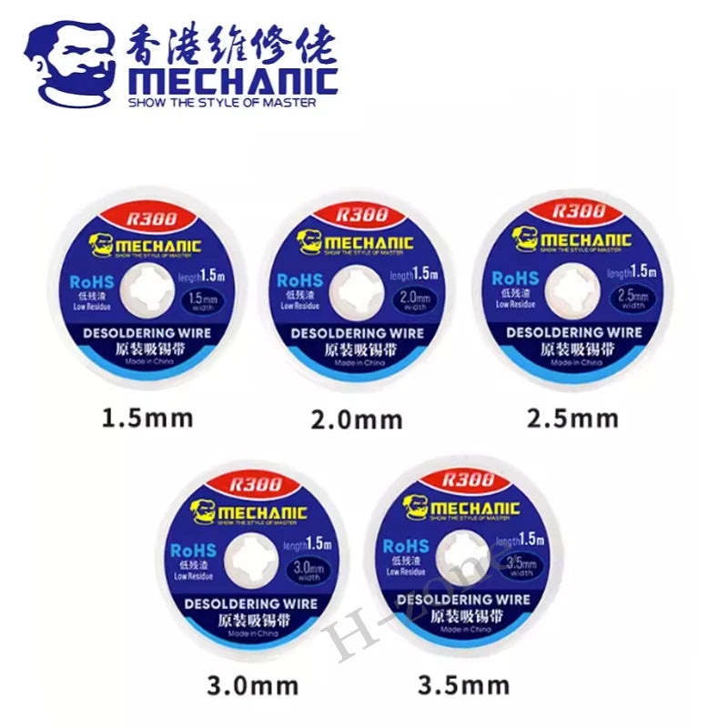 MECHANIC R300 1.0/1.5/2.0/2.5/3.0/3.5/4.0mm Width 1.5m Length Desoldering Braid Welding Remover Copper Solder Wick Wire Cord PCB