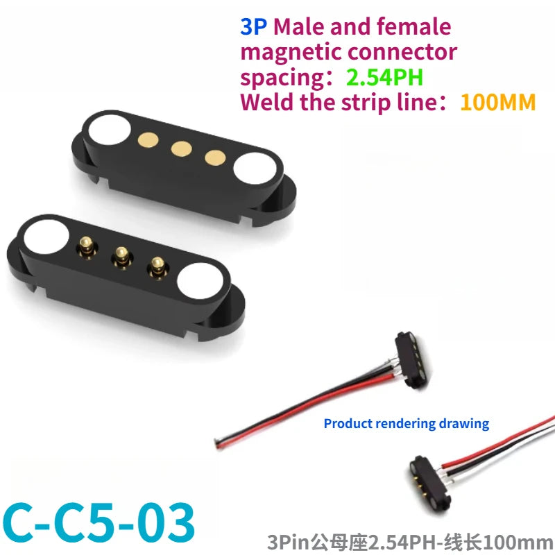 1/5Set 2A DC Magnetic Pogo Pin Connector 2Pin 3Pin 4 5 6 7 8 9 Pin Pogopin Male Female Spacing 2.5/2.80mm Spring Loaded Socket