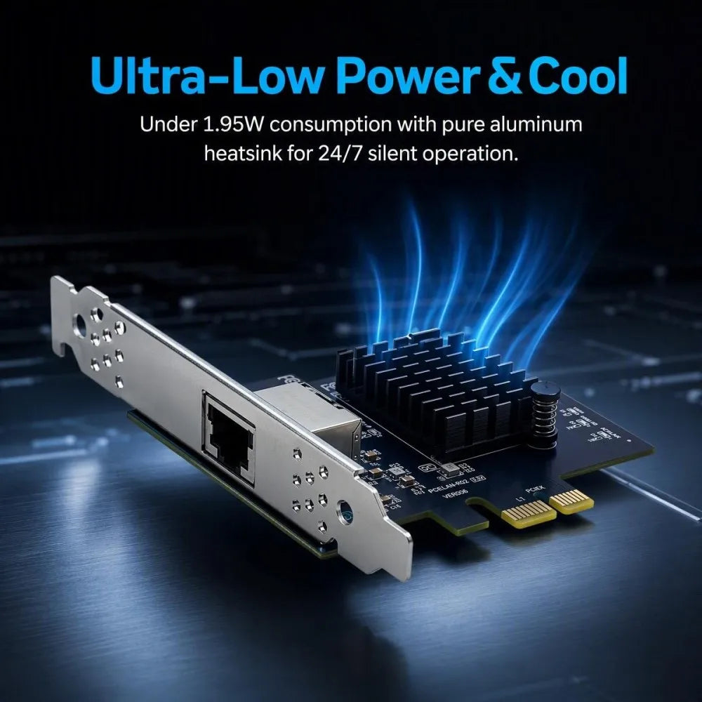 TISHRIC 10GB Ethernet Network Card PCIe 4.0 X1 RTL8127 PXE Multi-Gigabit Network 10Gbps RJ45 Lan Card for PC Server NAS Gaming
