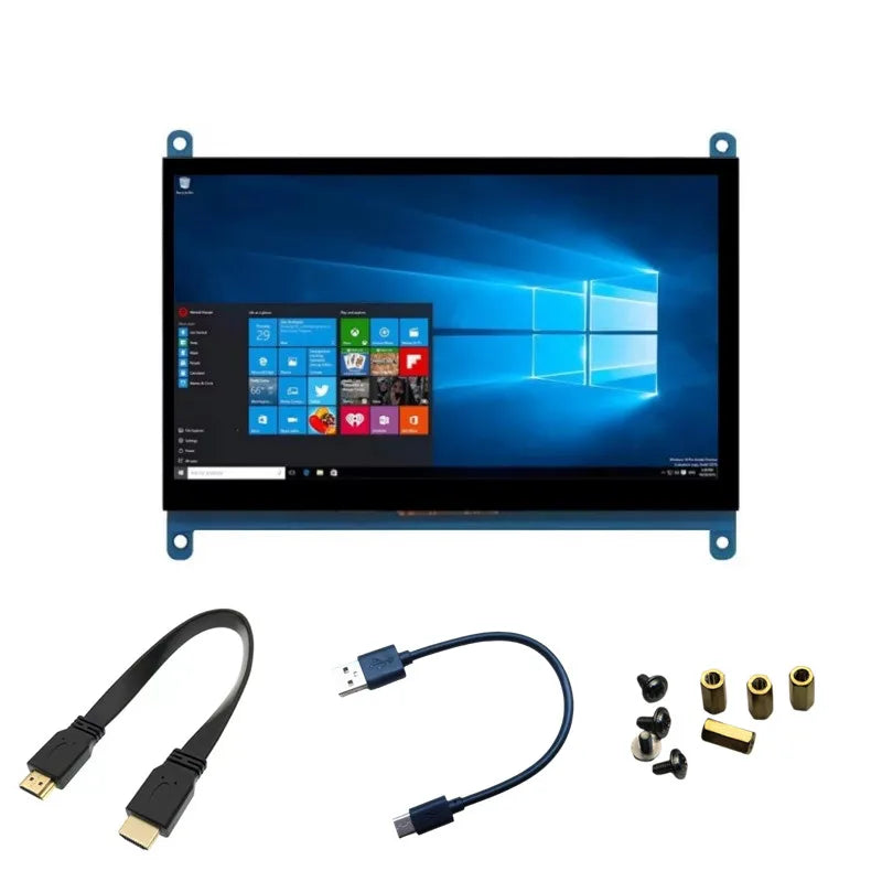 7 Inch Raspberry Pi 4/3/2/B/B+/A+ Monitor 1024x600 IPS 5-Points Capacitive Touchscreen Drive Free HDMI Display For Win 7/8/10