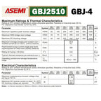 5PCS GBJ2510 25A 1000V Bridge Rectifier ASEMI
