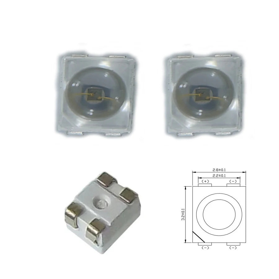 50/100/200PCS SMD LED 3528 4Pin PLCC-4 Red/Yellow/Blue/Green Color With Len For Car-Lighting