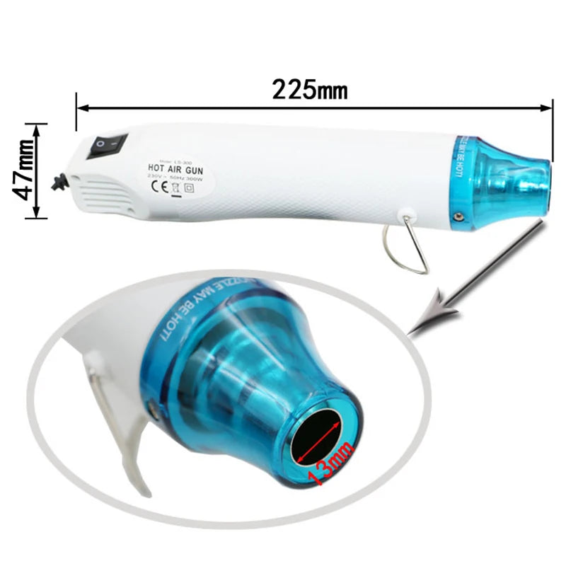 220V Hot Air Gun DIY Embossing Drying Paint Plastic Welding Tool 300W Soft Ceramic Raised Powder Relief Powder Hand Tool