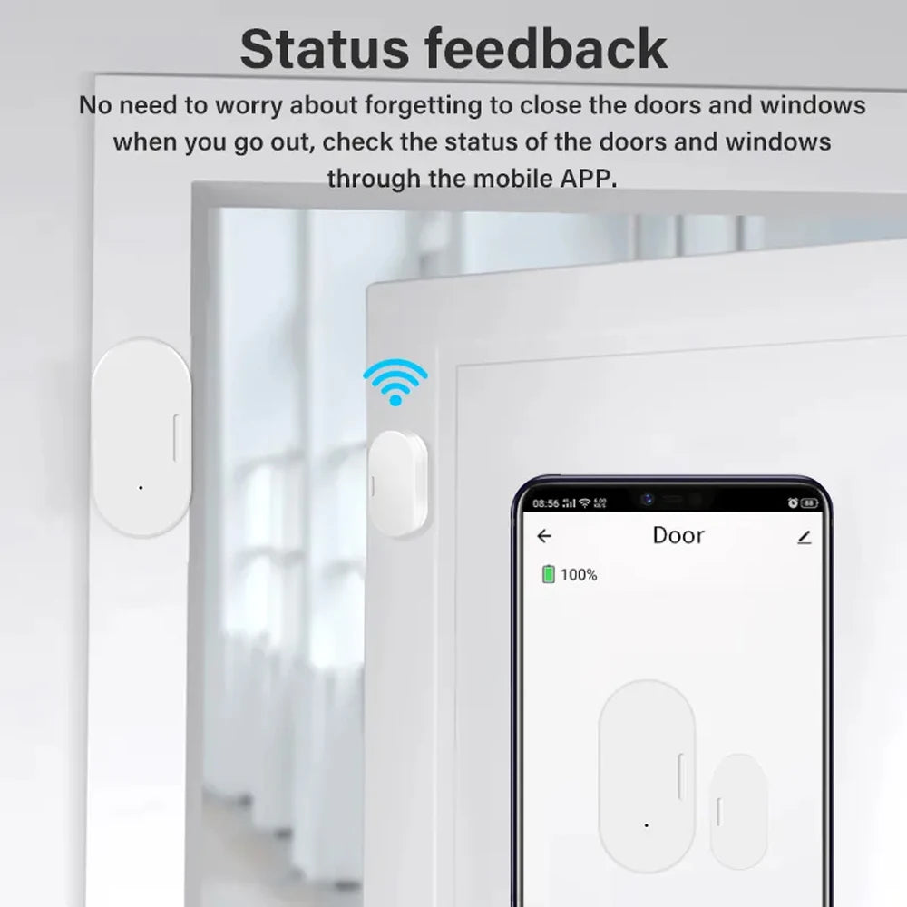 Tuya Zigbee 3.0 Smart Door Sensor Magnetic Window Entry Security Alarm for Z2M Smart Life Alexa Google Home for Home Security