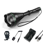 UniqueFire 1508 T38 T50 T67 T75 IR 850NM 5W LED Hunting Flashlight 3 Mode Zoom Night Vision Torch + Rat Tail Mount + USB Charger