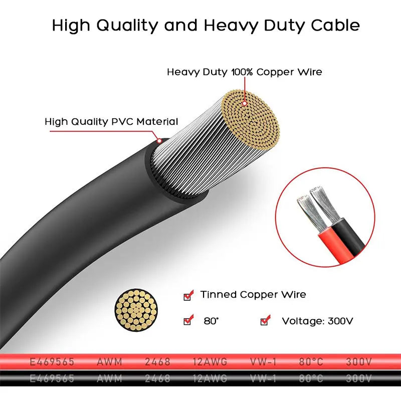 6m 3m 1.5m 12AWG XT60 Male to XT60 Female Charging Cable for ALLPOWERS R600 R1500 R2500 Ecoflow River Delta Etc. Solar Generator