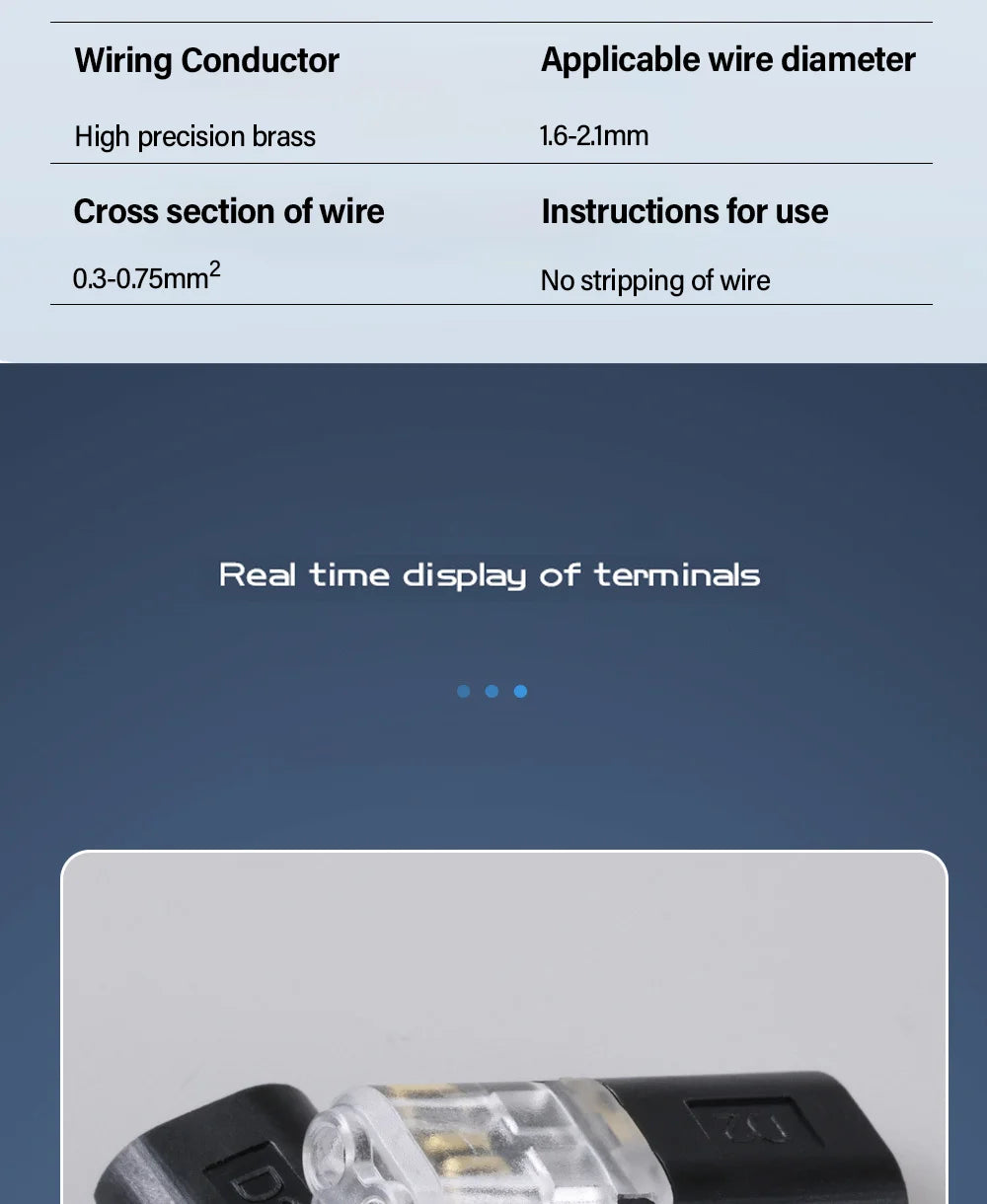 Electrical Wire Terminal No Stripping Quick Cable Connectors Dual Line Interconnection Detachable Safety Electric Wire Connector