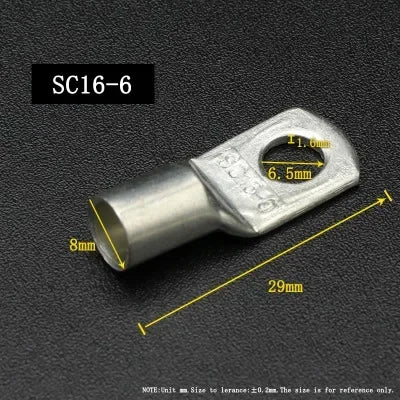 SC Type Wire Nose Terminal SC6 SC10 SC16 SC25 SC35 Bare Copper Battery Block Lugs Hole ID6/8/10/12mm Crimp Wire Connector