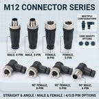 M12 Waterproof IP67 Aviation Plug Socket 4 5 8 Pin Hole Needle Male Curved Straight Screw Solderless Power Connector PG7 Charger