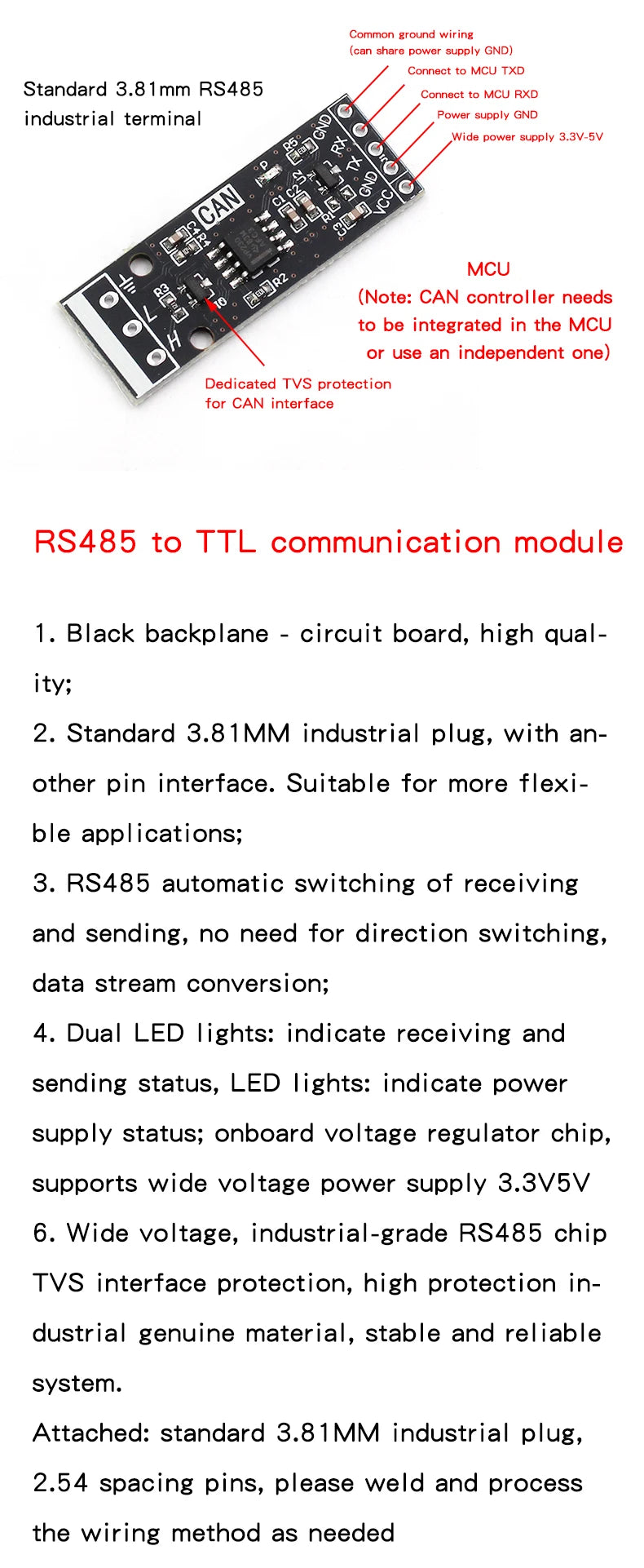 RS232 RS485 CAN to TTL Communication Module Serial Port Module CAN Module Industrial Grade