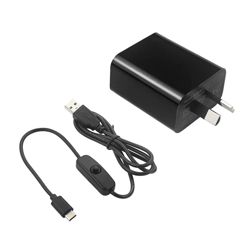 Raspberry Pi 4 Power Supply 5V 3A EU US UK AU Plug with Switch USB Type C Power Cable for Raspbery Pi 4 Model B Orange Pi Zero 2