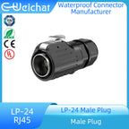 LP24 Waterproof RJ45 Connector IP68 Industrial Ethernet LAN Cable Connector Outdoor Modular Jack Network Connector