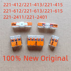 WAGO holes Lever wire connector 221-412 221-413 221-415 221-612 221-613 221-615 Quick Wiring terminal 0.14-4mm²/AWG24-12 2/3/5
