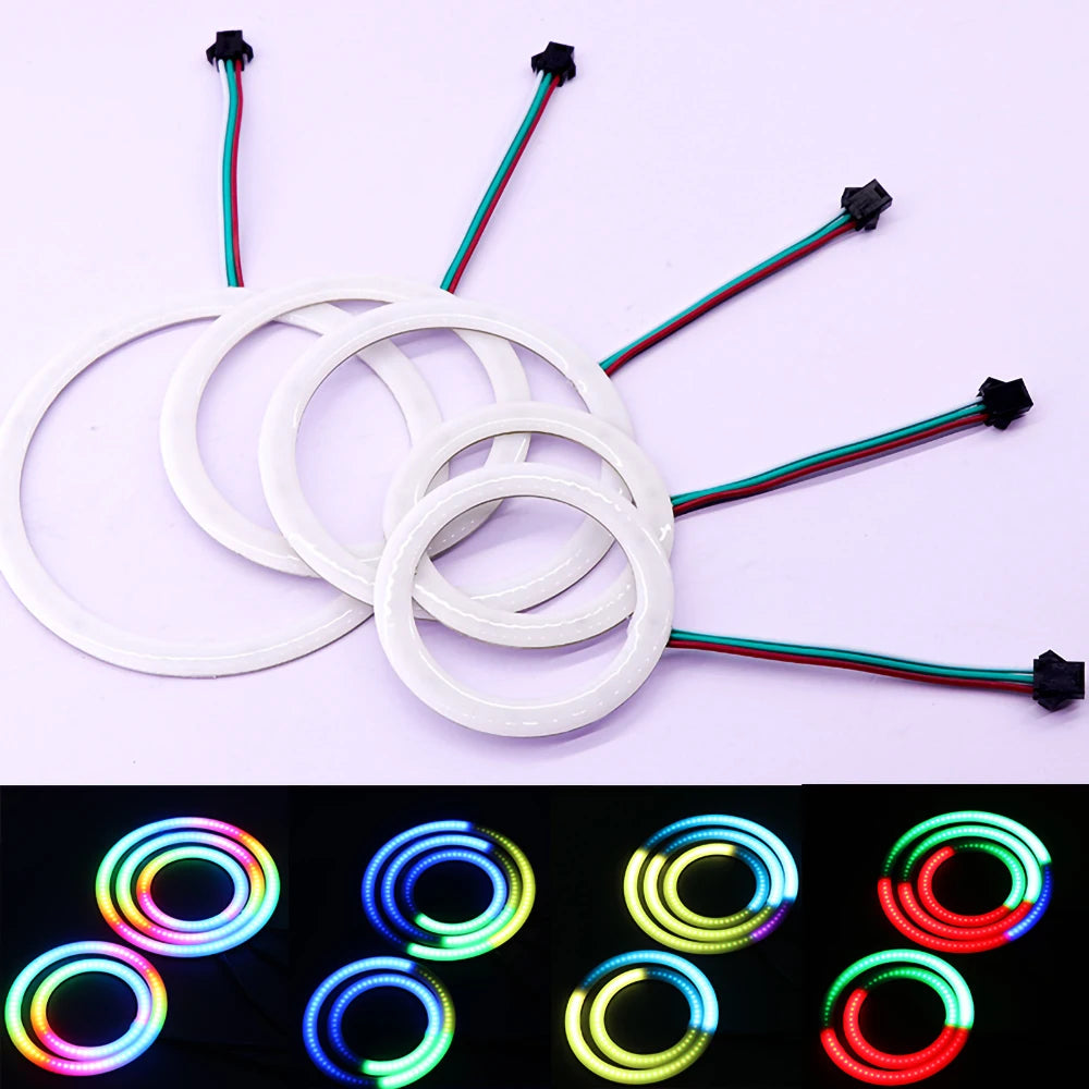 5V/12V WS2812 RGB COB Ring Light 27/48/74/96/120MM Individually Addressable with Built-in IC WS2812 WS2811 DC5V/12V RGB COB RING