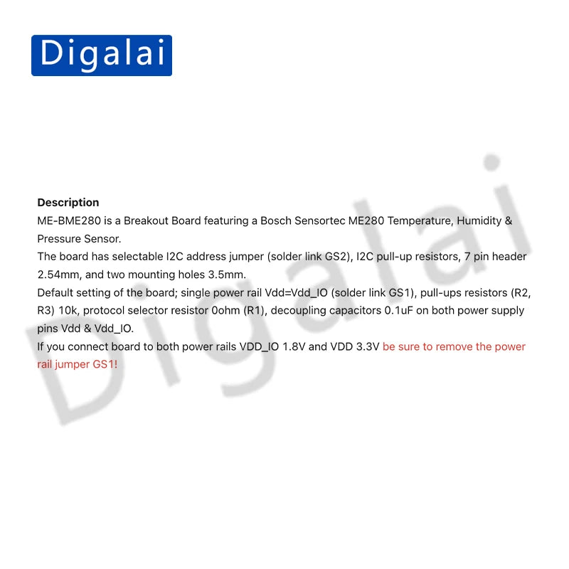 GY-BME280-3.3 High Precision Atmospheric Pressure Sensor Module Altimeter