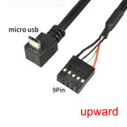PC Computer Motherboard 9P to Micro USB to DuPont 2.54mm 5Pin DuPont USB to Micro USB Data Cord Aluminum Foil + Woven Mesh Cable