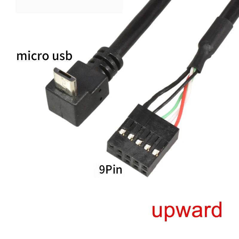 PC Computer Motherboard 9P to Micro USB to DuPont 2.54mm 5Pin DuPont USB to Micro USB Data Cord Aluminum Foil + Woven Mesh Cable