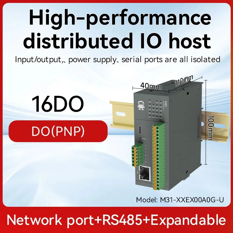 RS485 RJ45 DI/DO/AO/AI Distributed Remote IO Module CDEBYTE M31-U Series Modbus NEW Version Support PNP NPN DIP Free Splicing