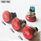 16mm/19mm/22/mm Emergency Metal Button Switch Indication STOP Machine Panel Dashboard Press Latching Button 1NO1NC/2NO2NC