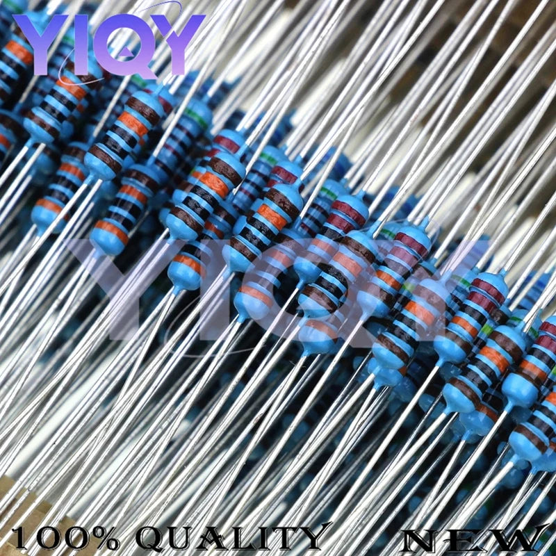 100PCS 1/4W 1% Metal Film Resistor 1 1.2 1.5 10 12 15 11 13 16 20 22 33 47 51 56 68 75 82 91 100 120 150 220 330 R K OhmM 0.125W
