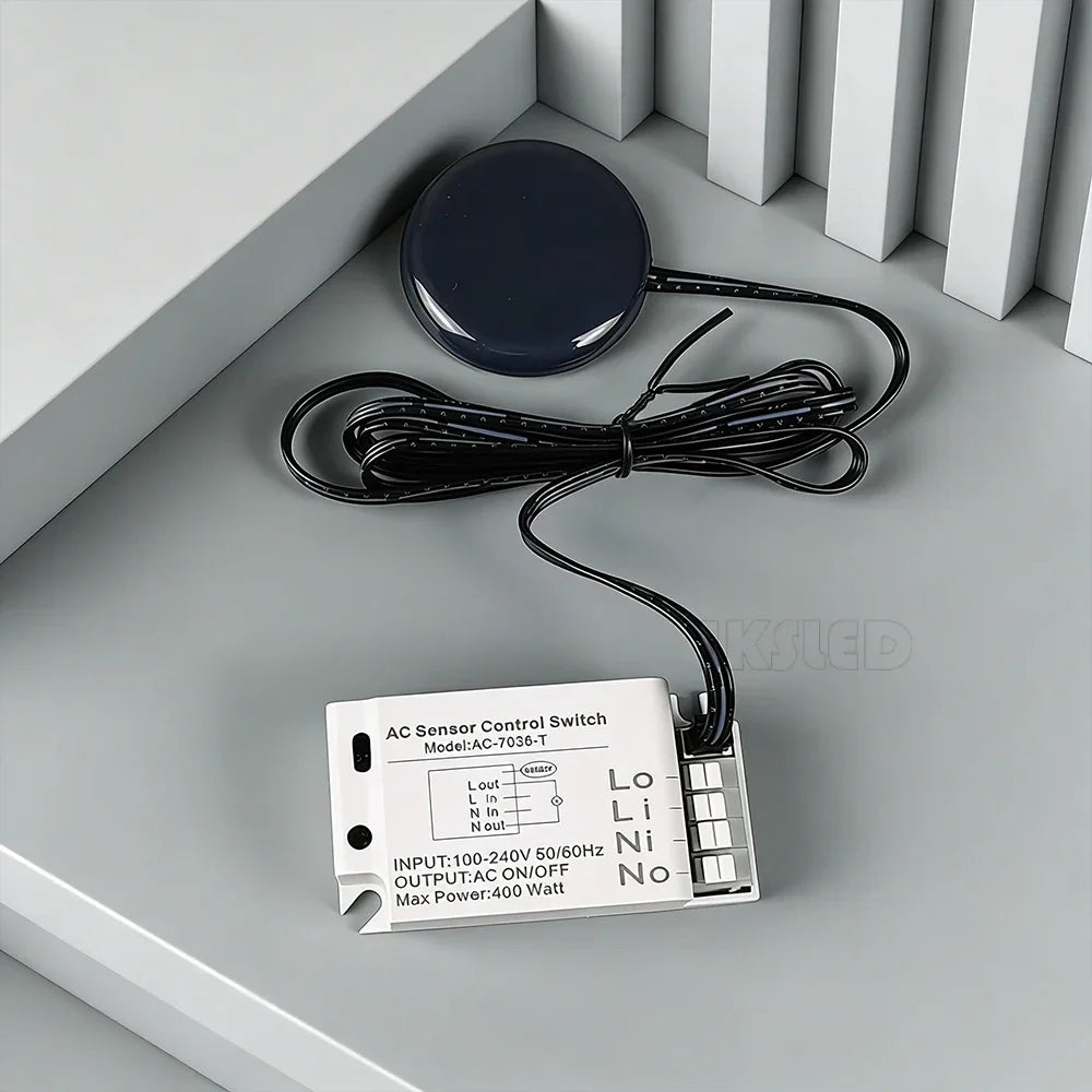 110V 220V 400W Hidden Wooden Touch High-Power 400W Controller for Cabinet, Nightstand, and LED Strip Lights Touch Switch Sensor