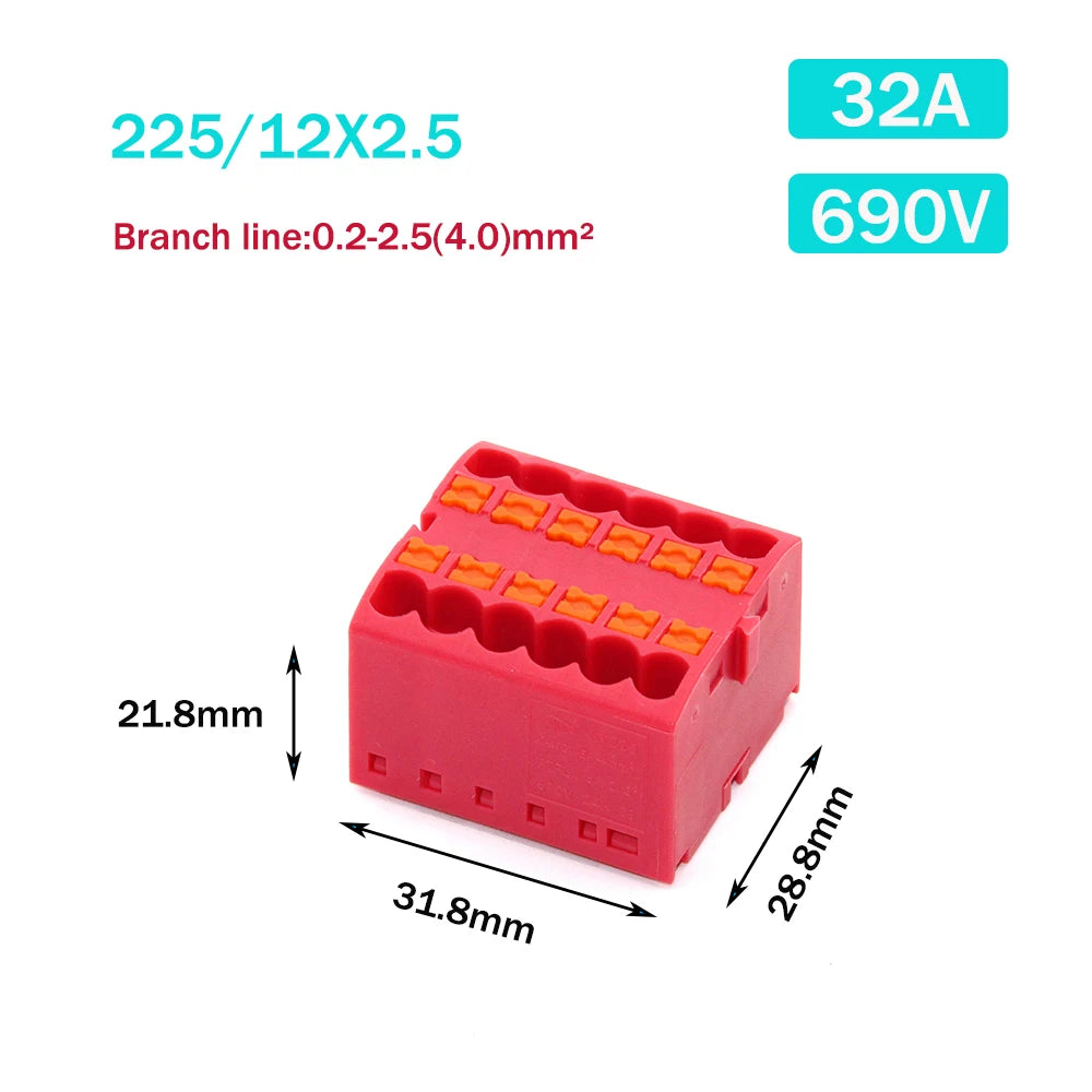 Wire Electrical Connectors PTFIX 2.5mm Wire Merging And Branching Device Push-in Terminal Block Connector Mount On Din Rail